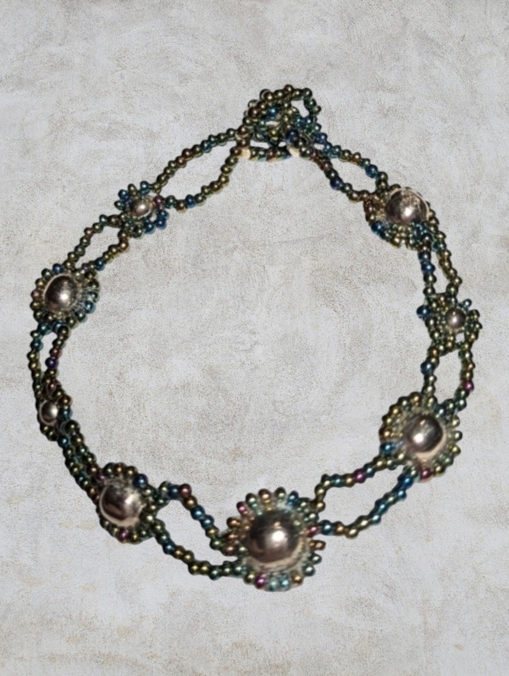 Boho Chic Seed Bead Green Iridescent Bracelet New